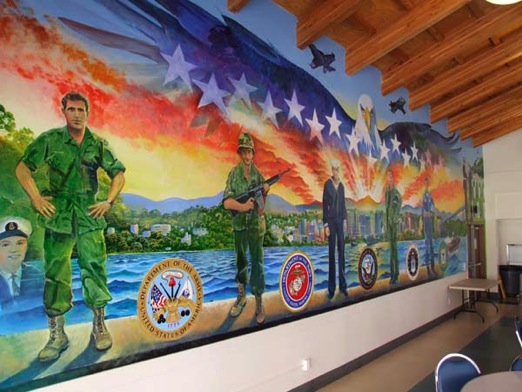 Veterans Village San Diego Art Mural Painting by Encinitas San Diego Artist Kevin Anderson.<br /> Photography Kyle Thomas